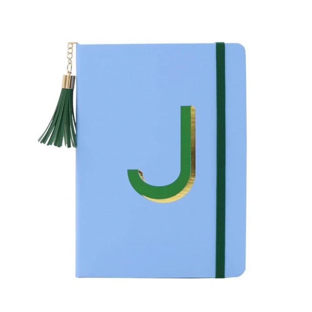 NWT College Ruled monogrammed gold leaf Journal with tassel